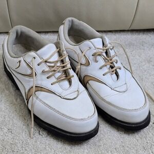 Lady Fairway White Leather Golf Shoes Womens 5.5‎ Wide Spiked Comfort Insole